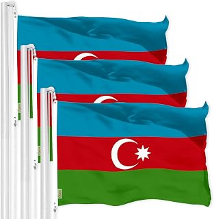 G128 3 Pack: Azerbaijan Azerbaijanis Azeris Flag | 3x5 Ft | LiteWeave Pro Series Printed 150D Polyester | Country Flag, Vibrant Colors, Brass Grommets, Thicker and More Durable Than 100D 75D Polyester