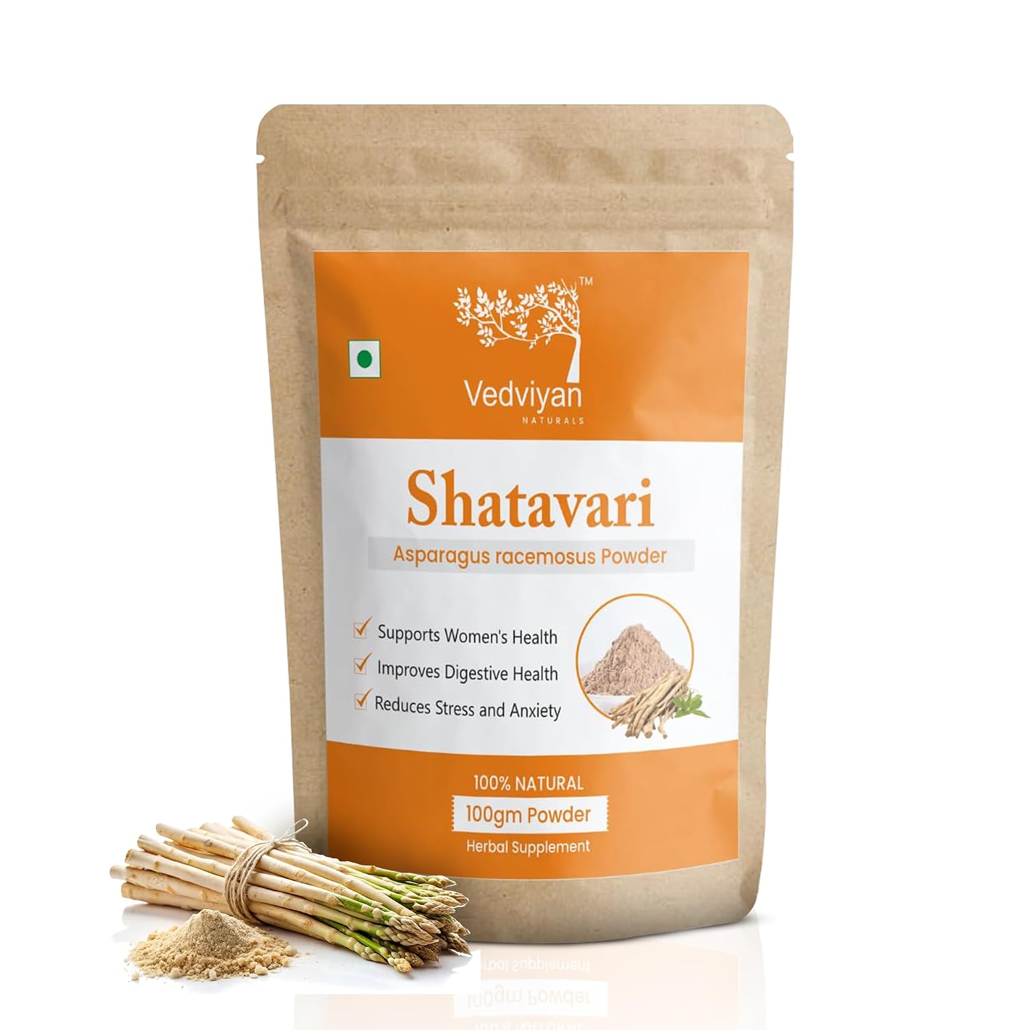 Shatavari Powder 100g | Pure Asparagus Racemosus Root Powder | Ayurvedic Herbal Supplement for Women Health, Hormonal Balance, Lactation Support, Vitality & Immunity | 100% Natural