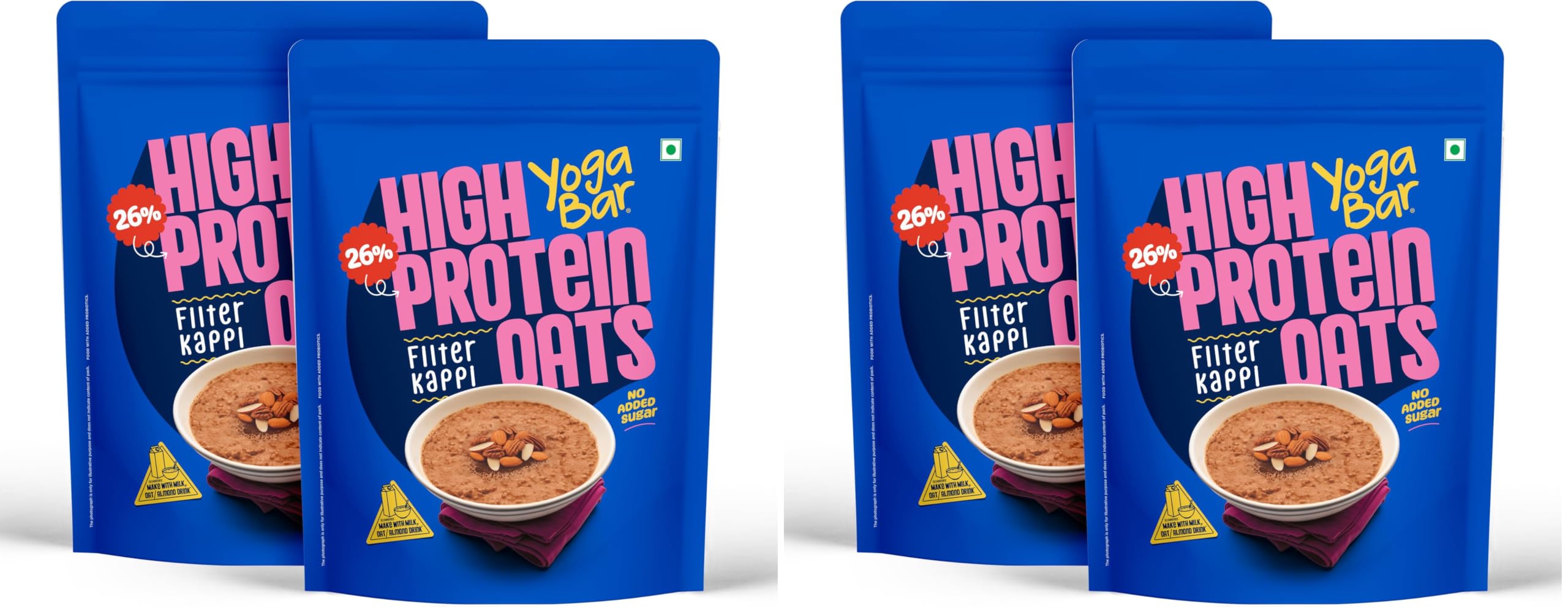 Yogabar 26g High Protein Oats 1kg x 2, Filter Kappi - Breakfast Cereal with Wholegrains, 26% Protein & No added sugar - Oats High Protein for Gym - Premium Protein Blend with Whey Protein Powder - with Goodness of Chia, Sunflower & Pumpkin Seeds & Probiotics for Absorption-image-24