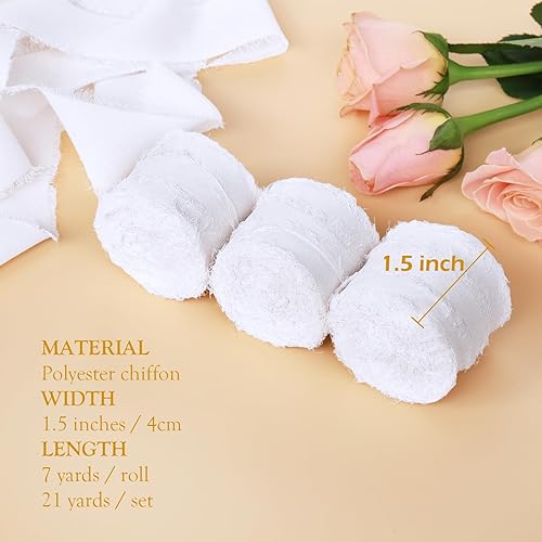 Vista 16 de GLAMFIELDS Juego de tela de flecos de cinta de gasa de 1.5 pulgadas x 21 yardas para envolver ramos, invitaciones de boda, decoraciones, envoltura