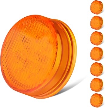8 x 2.5 Round Led Marker Lights Amber Clearance Lights Waterproof | 2.5" Inch Round Led Side Clearance Marker Lights 9 Diodes Sealed Flush Mount for Trailer Truck Universal