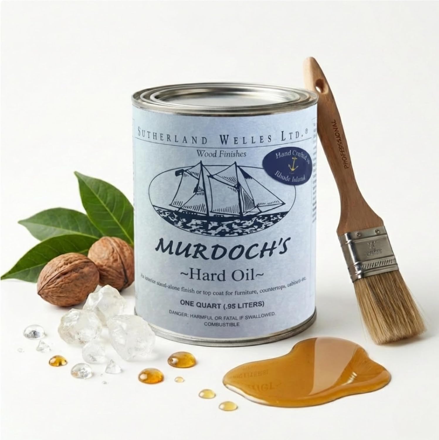 Murdoch's Hard Oil 32 OZ Polymerized Tung Oil Wood Finish – Clear Topcoat & Furniture Oil for Interior Cabinets, Floors & Countertops