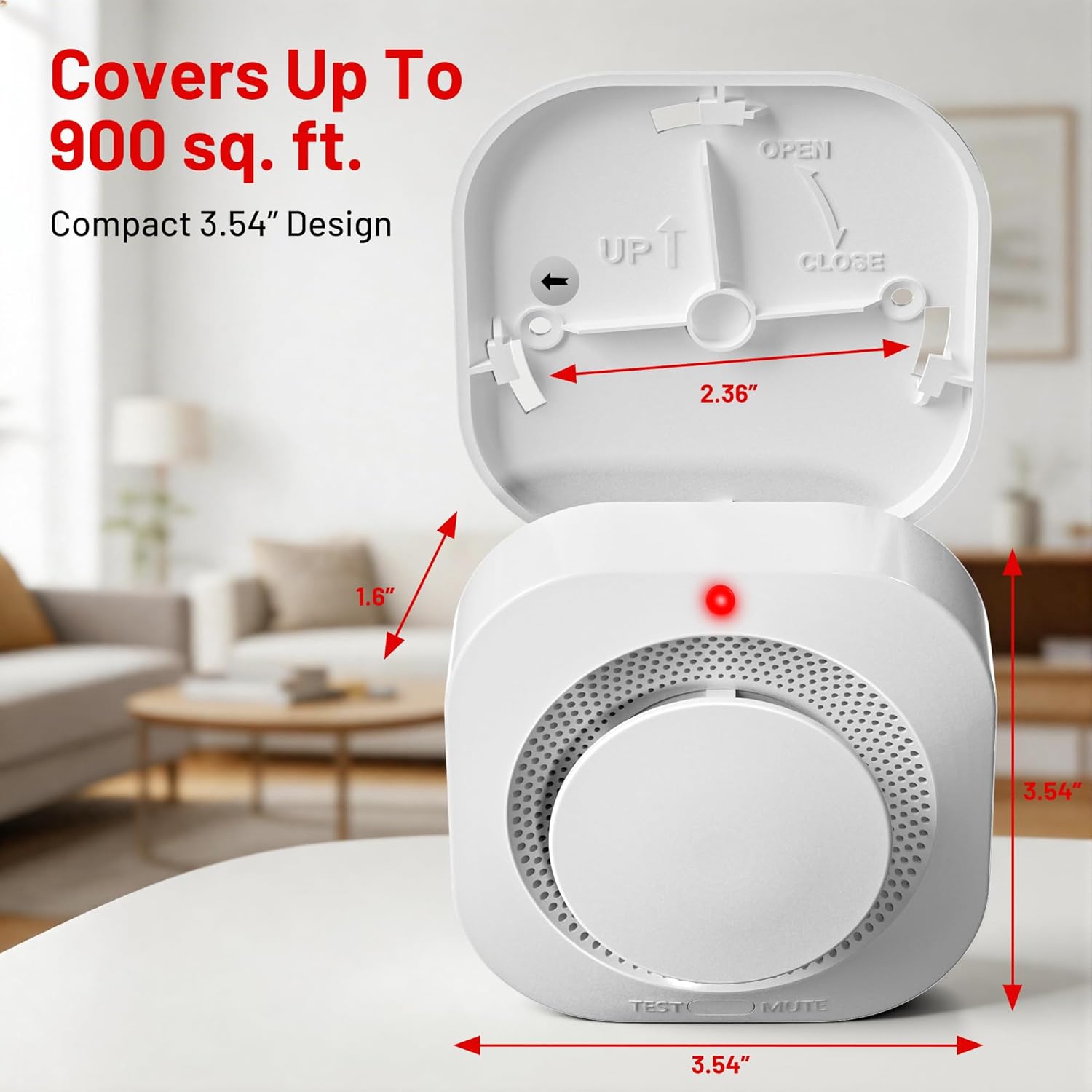 Smoke Alarm Fire Detector,Battery Operated Photoelectric Smoke Detector with Test Button and Low Battery Warning, Fire Alarms Smoke Detectors for Home, 6 Pack