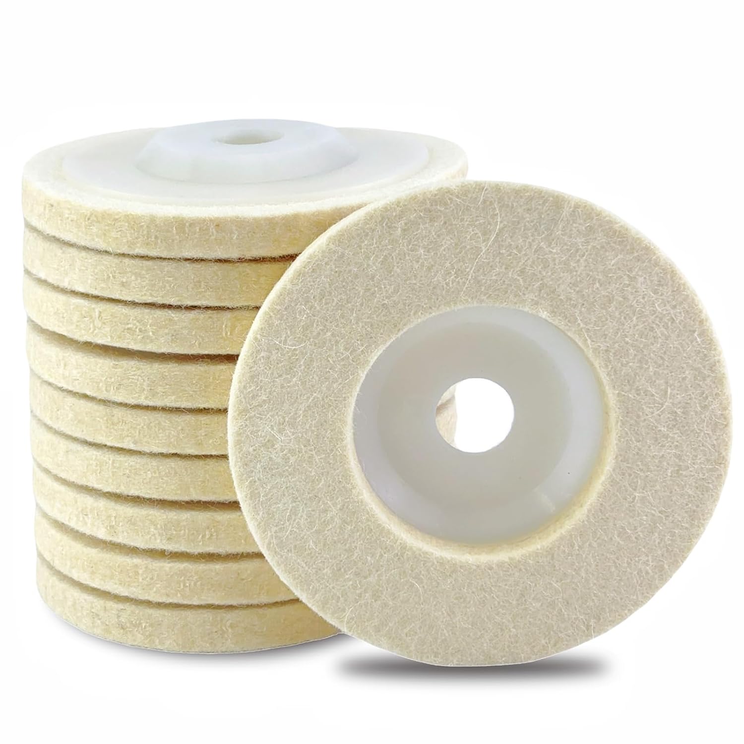 10 Pack Wool Polishing Pad Discs for Angle Grinder | Premium Fine Wool Buffing Wheel, Metal Polishing Kit for Aluminum, Stainless Steel, Jewelry, Automotive, Marble