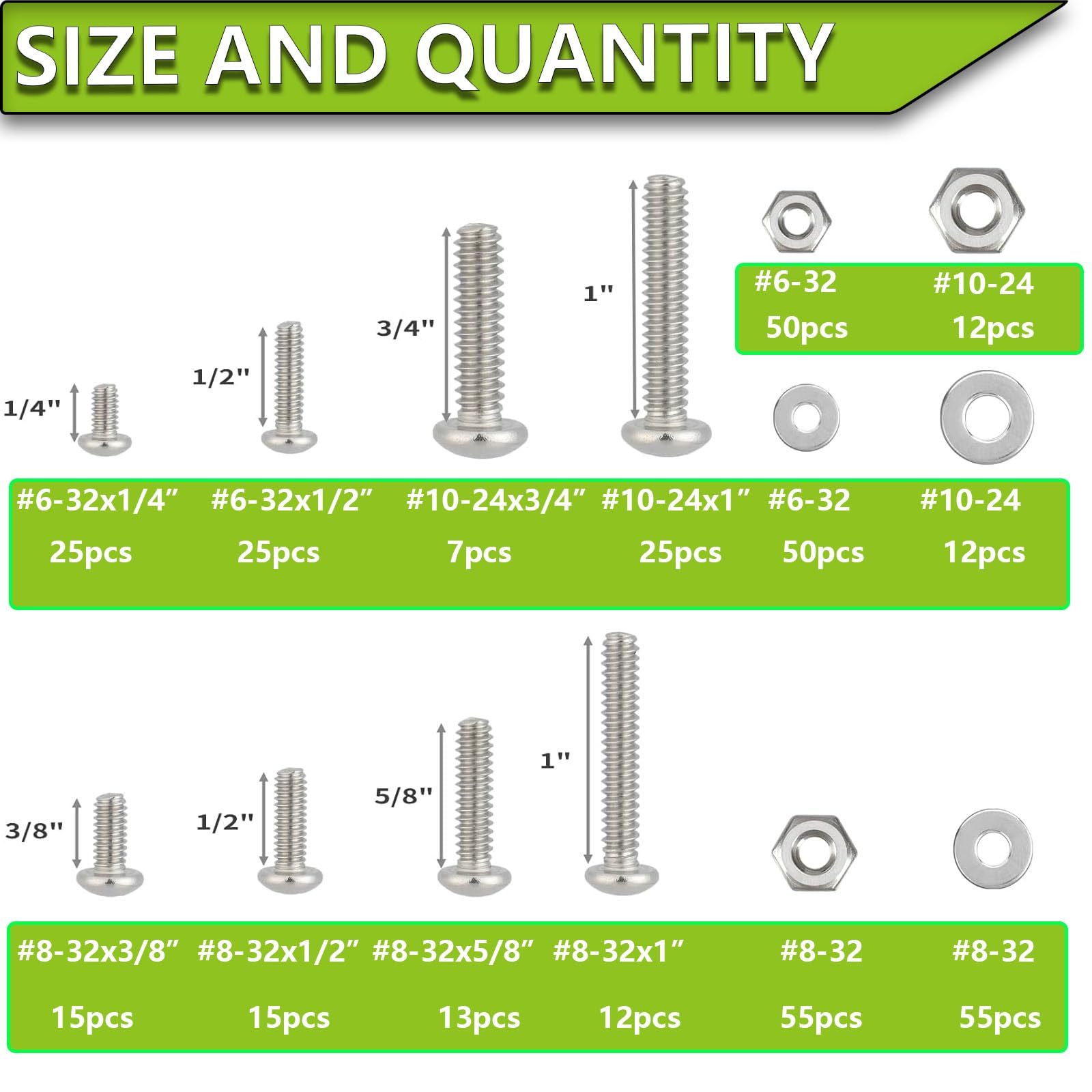 Stainless Steel Screw & Bolt Assortment Kit - 351 Pieces -2 Stainless Steel Screw & Bolt Assortment Kit - 351 Pieces -2