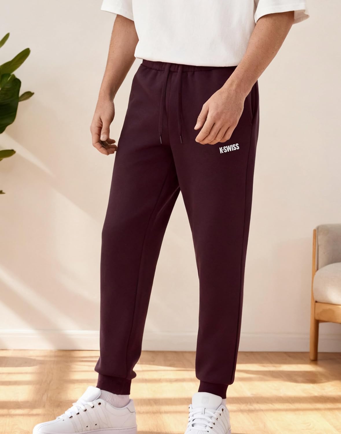 K-Swiss Men's Sweatpants with Pockets - Lightweight & Breathable Joggers for Men, Cuffed Track Pants for Casual Lounge - Image 3