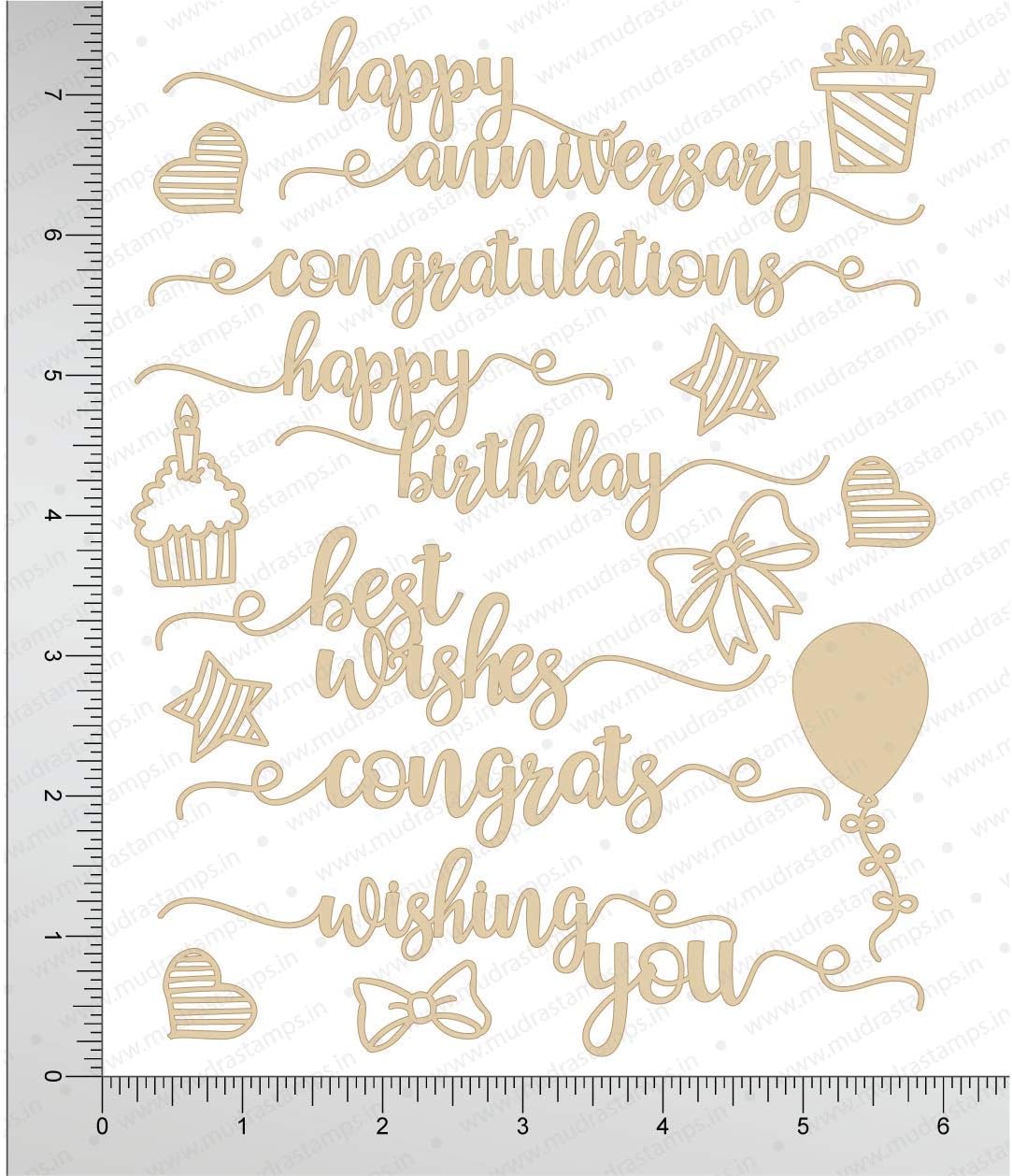 MUDRA STAMP Chipzeb Wishes Cuts Boards Craft Embellishment Chipboard (White)
