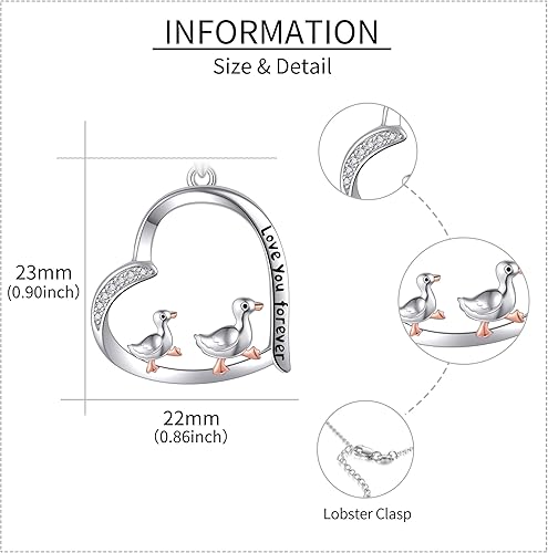 Vista 4 de JERWLI Animal Love Necklace 925 Sterling Silver Cute Animal Family Necklace Jewelry Gifts For Women Lover Mother