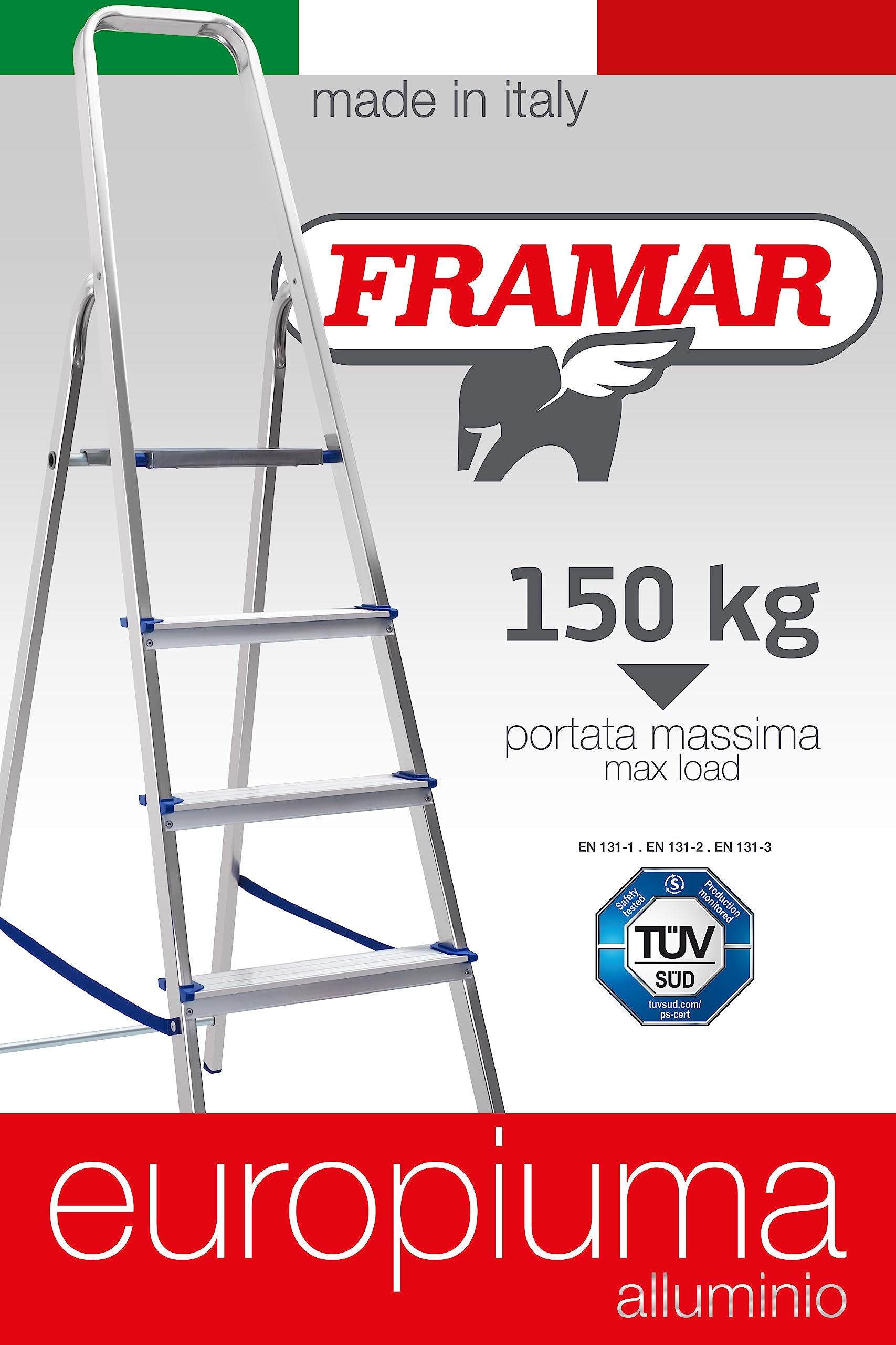 FRAMAR Scala Europiuma 5 Gradini in Alluminio - Portata 150 Kg