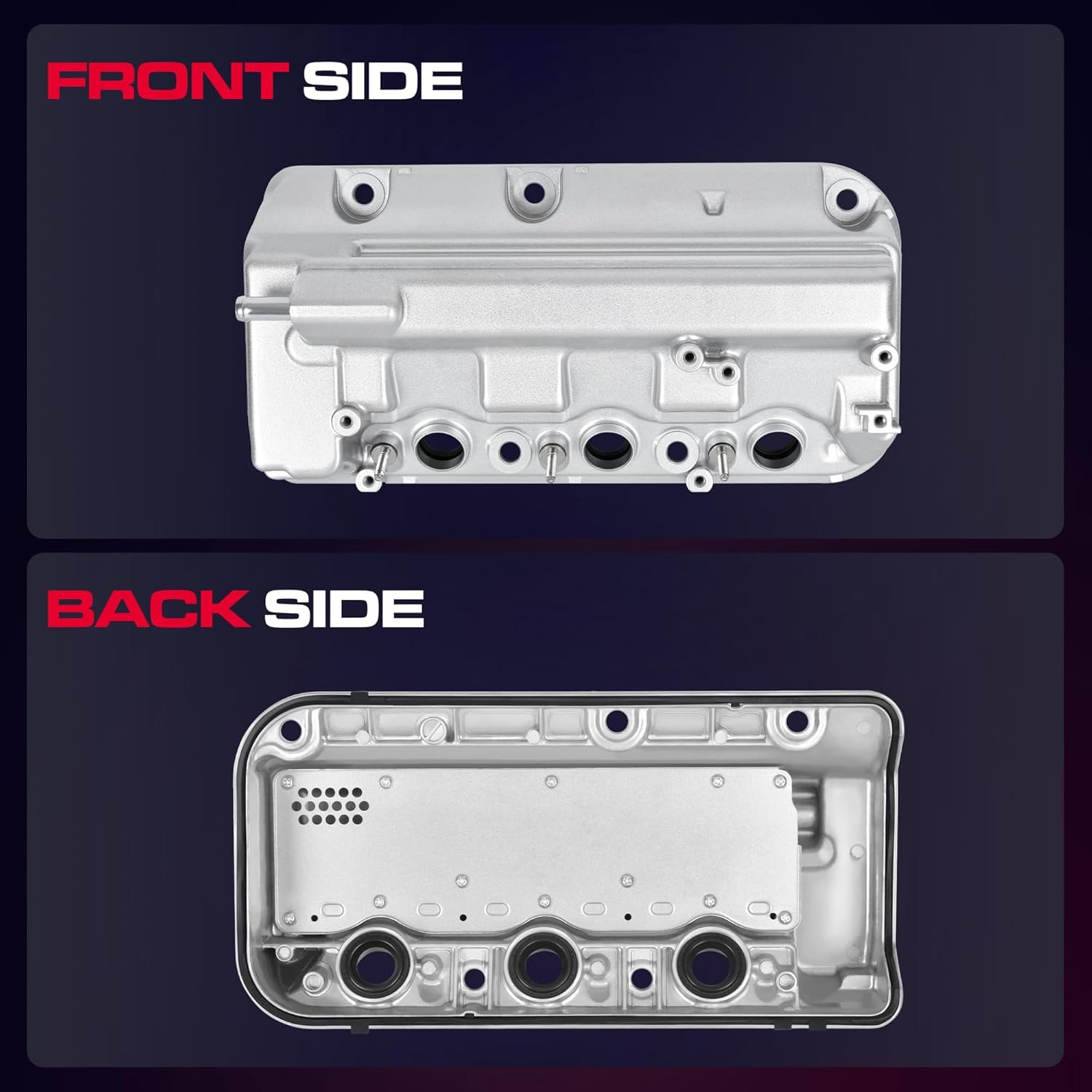 Upgrade Aluminium Rear Engine Valve Cover with Gasket Fit for Honda 08-17 Accord Crosstour Odyssey Pilot Ridgeline; Fit for 09-15 Acura MDX RDX TL ZDX, V6 3.5L 3.7L, Replaces# 12320R70A00