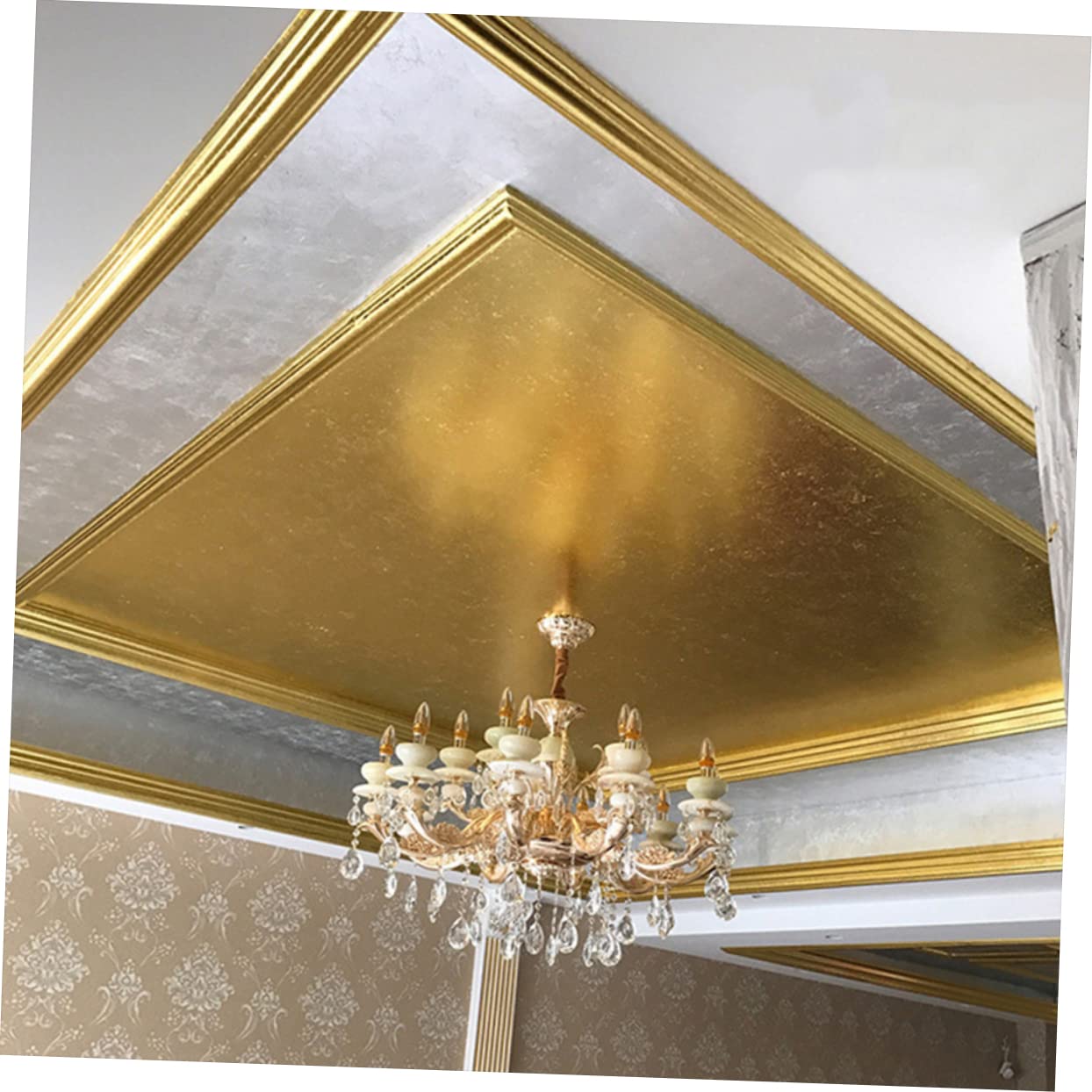 Housoutil 900 Blatt Goldfolien Flocken Imitation Blattgold in Gold Silber Roségold Vielseitig für Basteln Vergoldung Kunstprojekte DIY Dekoration und Möbelveredelung