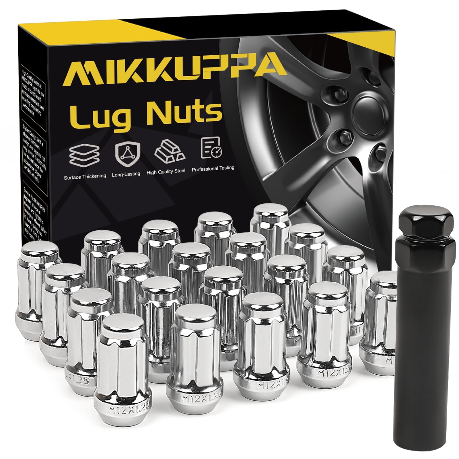 MIKKUPPA M12x1.25 Lug Nuts, Chrome 20PCS Closed End Lug Nuts | Replacement for 1993-2022 Nissan Altima, 1988-2022 Nissan Maxima, 1997-2023 Subaru Forester Aftermarket Wheel