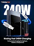 chubbycable Cute Chubby - Power Bank Friendly Charger Cable Durable 240W Fast Charging Cord Ultra-Thick Silicone Short USB C Cable Compatible with Phones Tablets, Blue, Type C-Type C, 20 inch