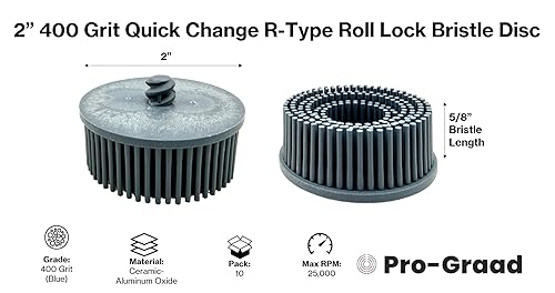 Miniatura 100 de Paquete de 10 discos de cerdas abrasivas de óxido de aluminio y cerámica con bloqueo de rollo de cambio rápido, compatible con soportes Roloc, 10