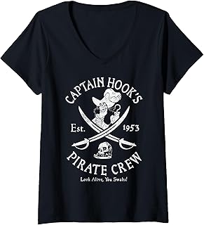 Womens Disney Peter Pan Captain Hook Pirate Crew Est 1953 Logo V-Neck T-Shirt