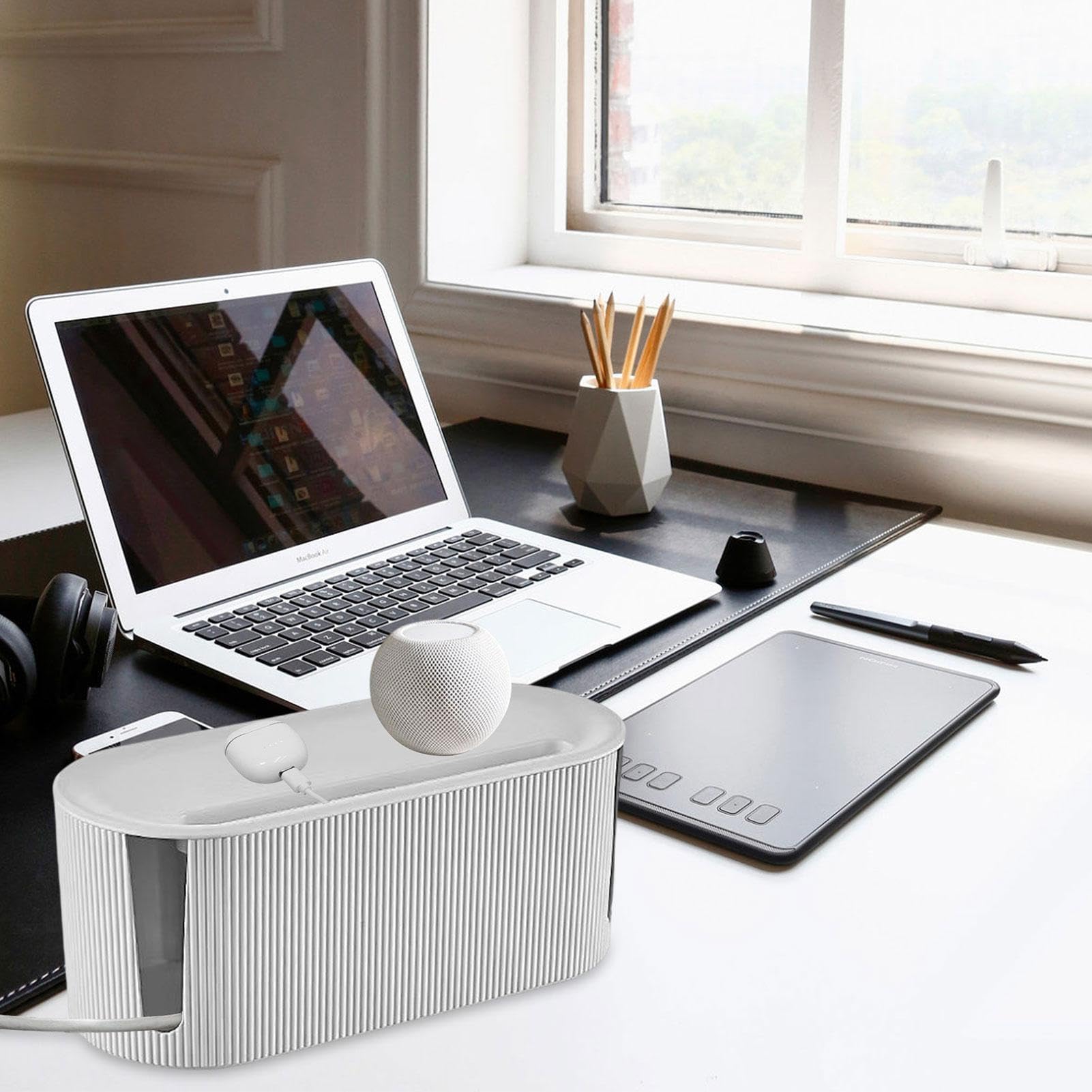 de almacenamiento de cables - Organizador para cables de regletas | Contenedor resistente con orificios para gestión de, resistente al polvo, y para el hogar u oficina 12.2