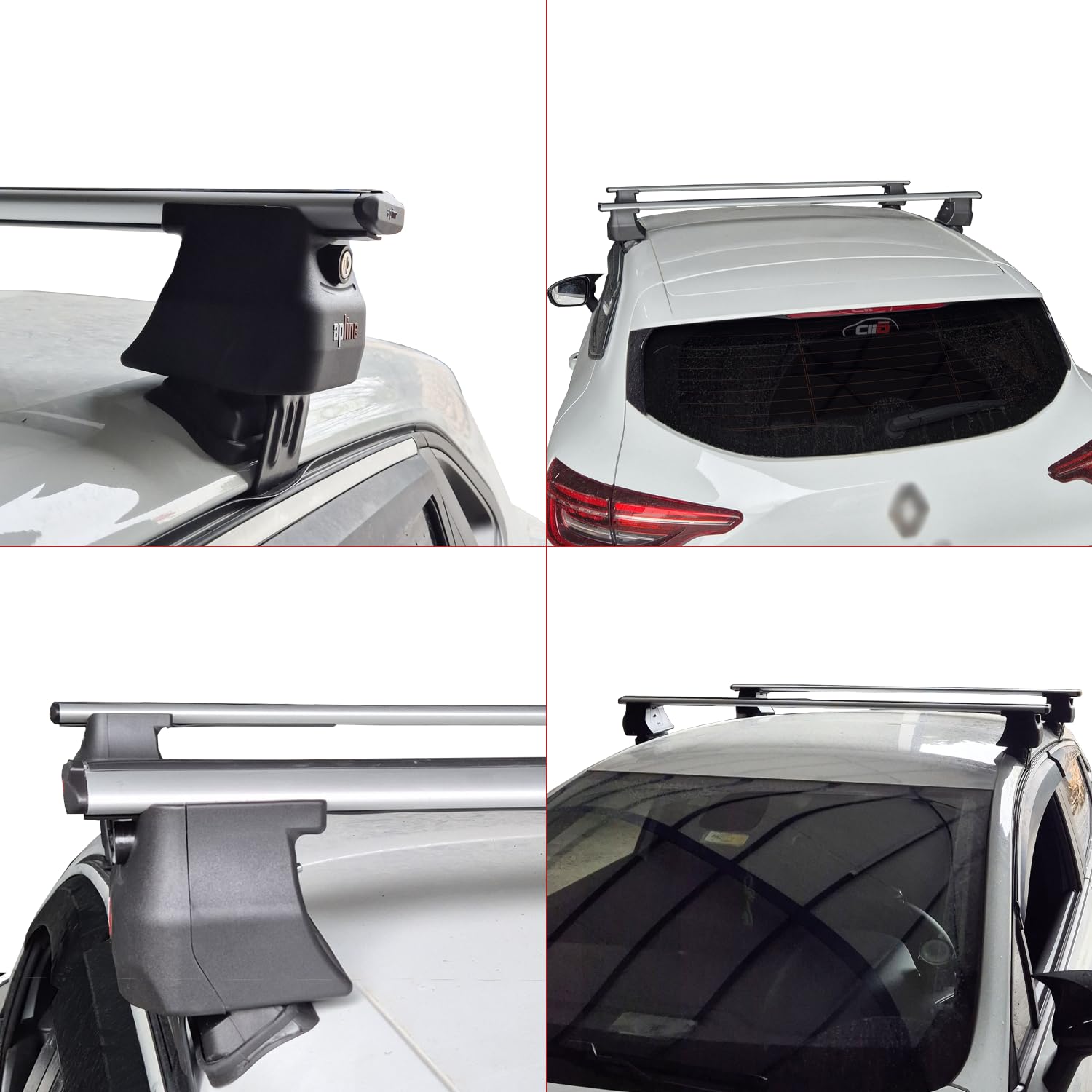 Compatible con Renault Clio 4 2013-2020 Ace-4 Barras de Techo Auto Portaequipajes Barras Transversales Gris Aluminio 2 Barras