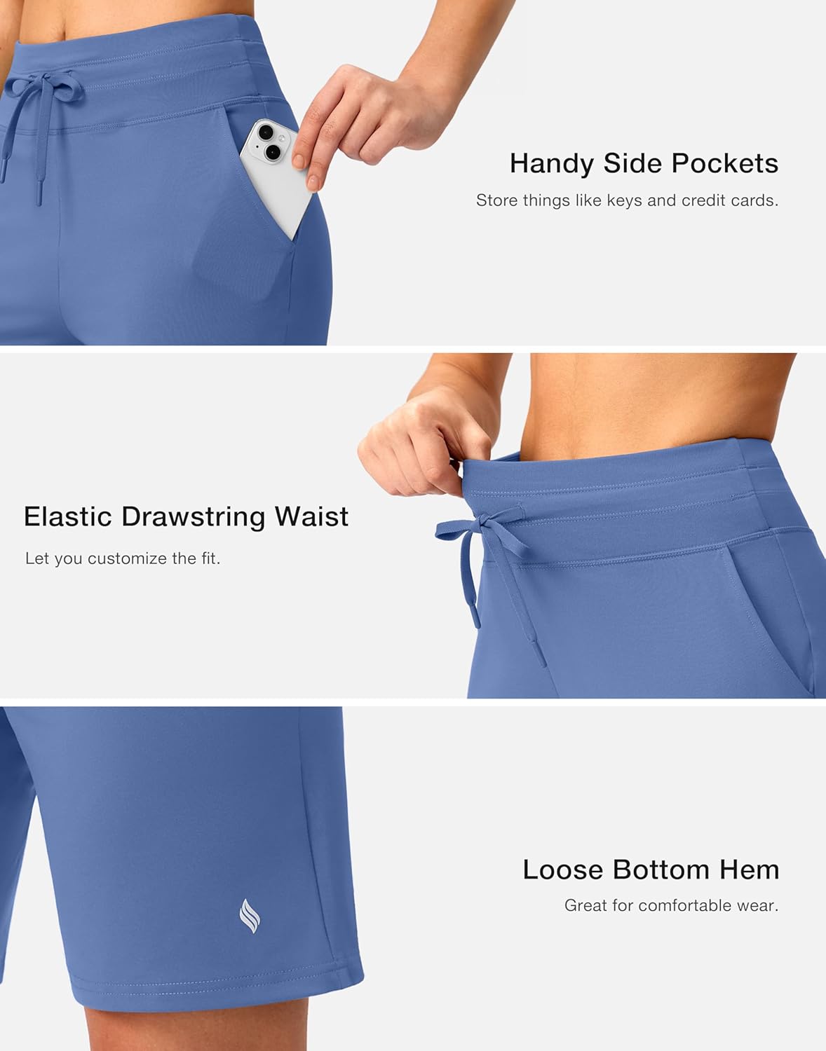 SANTINY Women's 7'' Athletic Long Shorts with Pockets High Waisted Running Workout Bermuda Shorts for Women Walking Casual - Image 4