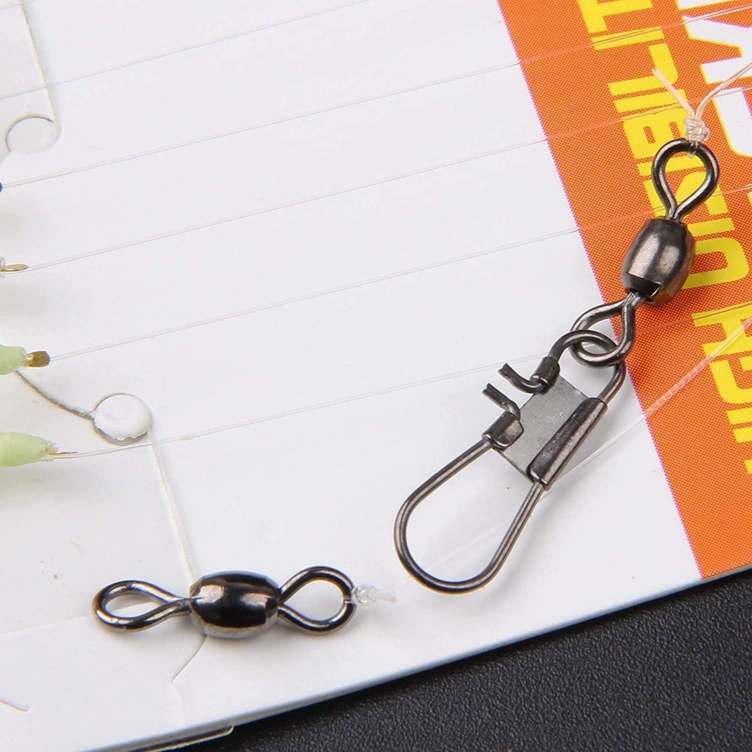 JSHANMEI Fishing Rigs Fishing Lures - 15 Packs Real Fish Skin Rigs Luminous Fishing Bait Rigs Freshwater Saltwater Glow in Dark with Swivel Hooks Size 4 6 8