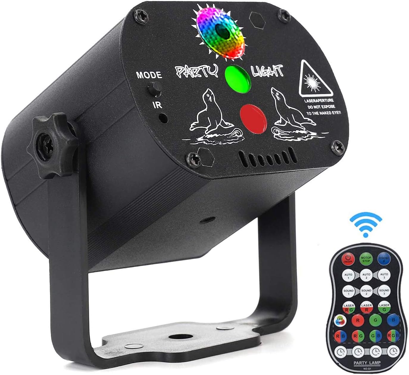 Party Lights DJ Disco Stage light RGB Led Projector Time Function with Remote Control for Christmas Halloween Decorations Gift Birthday Wedding Karaoke KTV Bar (black)