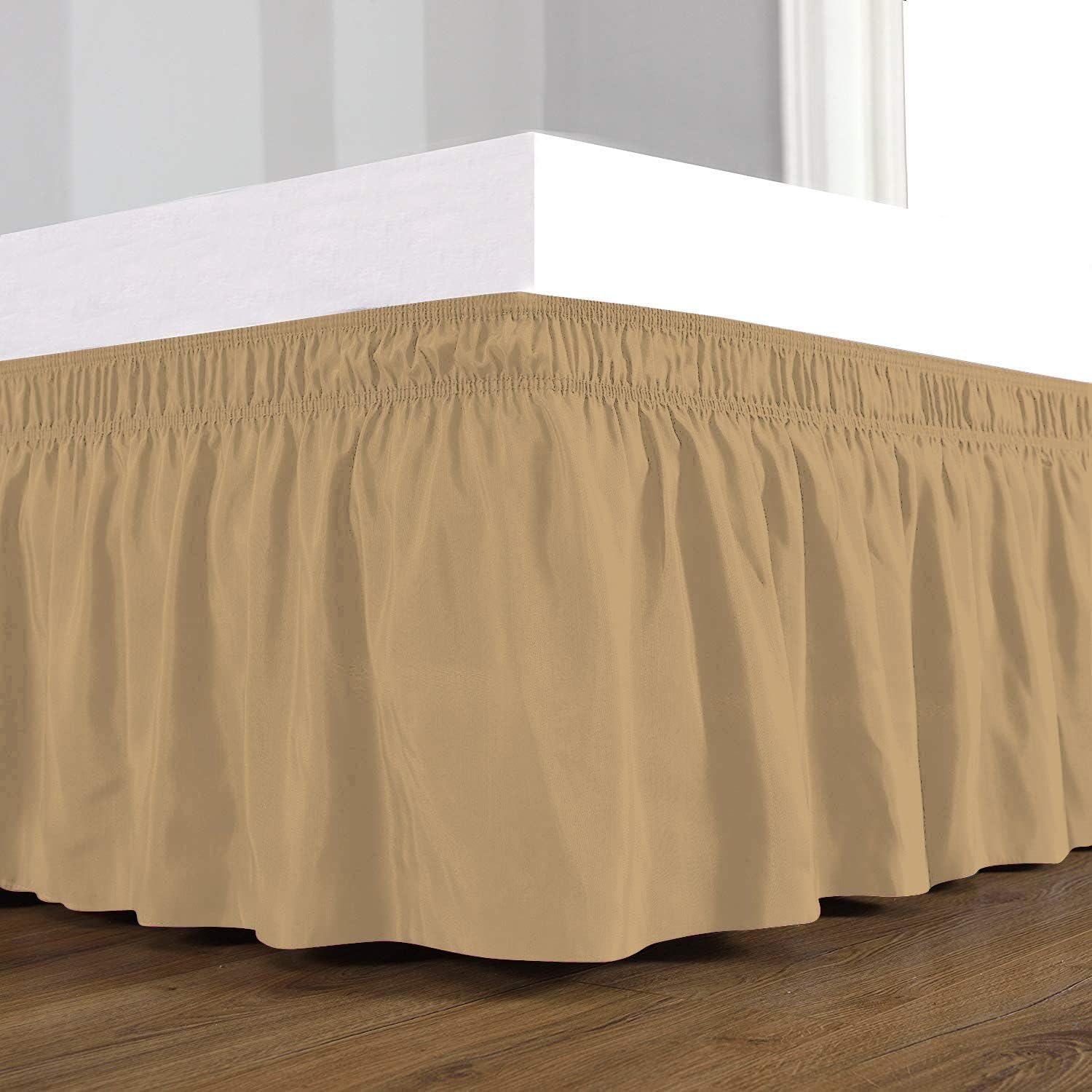 800 Thread Count Egyptian Cotton Wrap Around Bed Skirt with Easy Fit 16" Inch Drop Lenght Bed Skirt - Full Size (54'' x 75'') Inch, White Solid