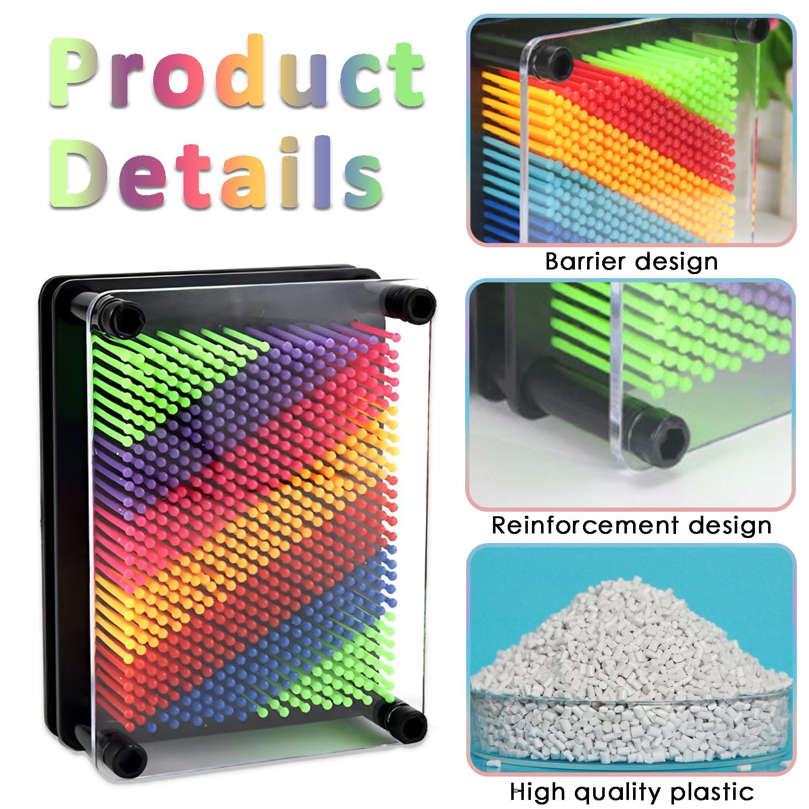 3D Pin Art Board: Create Amazing Sculptures with 500 Colorful Pins! Hands-On STEM Learning & Stress Relief Toy for Kids & Adults. Fun Home Office Desk Decoration & Great Gift Idea. - Image 3