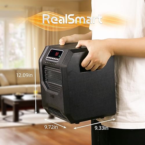 Miniatura 9 de Calentador de espacio de cuarzo para uso en interiores RealSmart 1500W Calentador eléctrico de control remoto Calentador infrarrojo Oficina