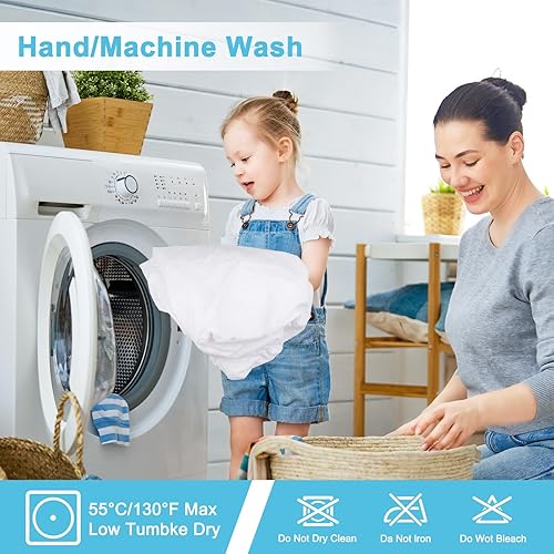 Miniatura 7 de Protector de colchón impermeable para colchón de algodón de rizo de algodón, se adapta a hasta 14 pulgadas de profundidad, funda de colchón de cama