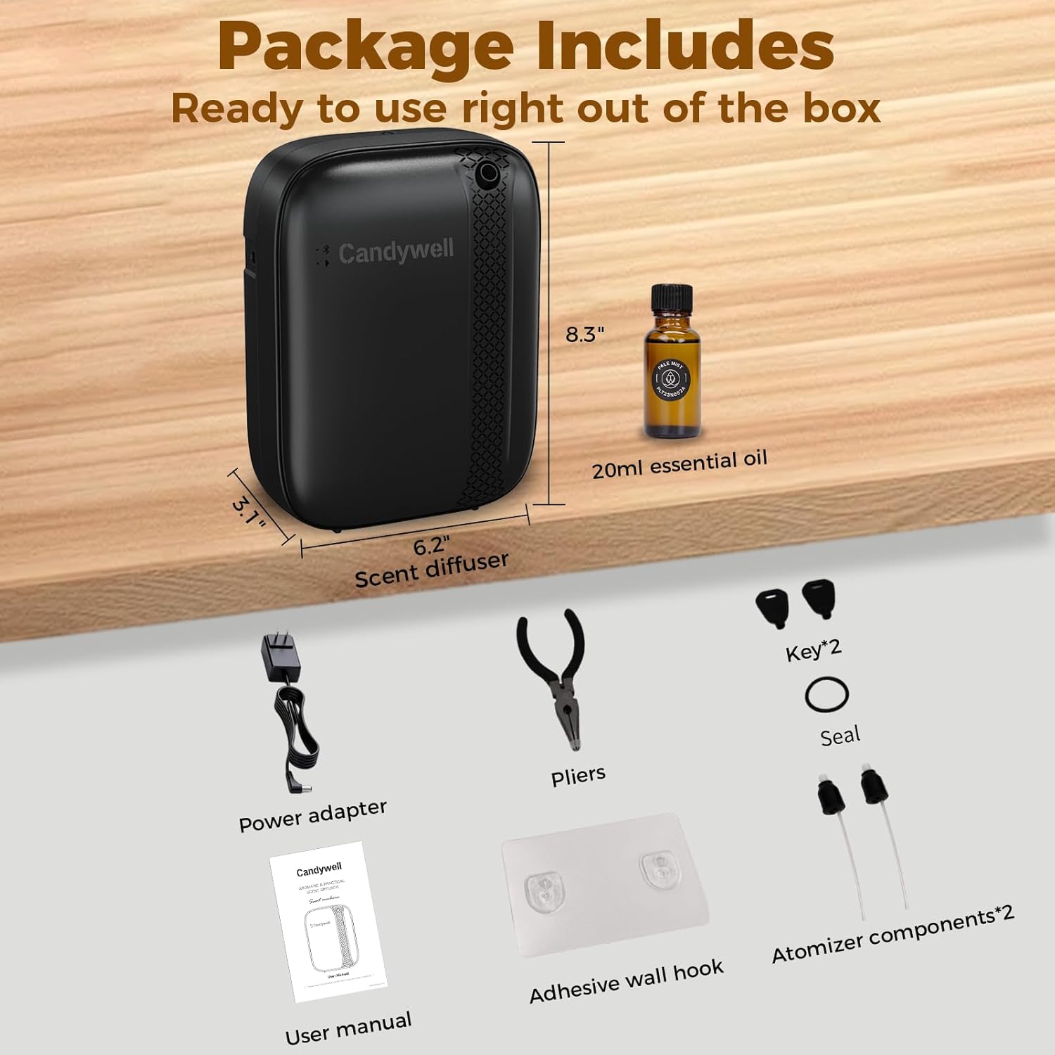 Waterless Essential Oil Diffuser for Home & Office, Cold Air Diffuser for Large Home, 3000 Sq Ft Coverage, Wall-Mounted, Smart APP Control, Pet & Kid Friendly, 13.5 Fl Oz Large Capacity