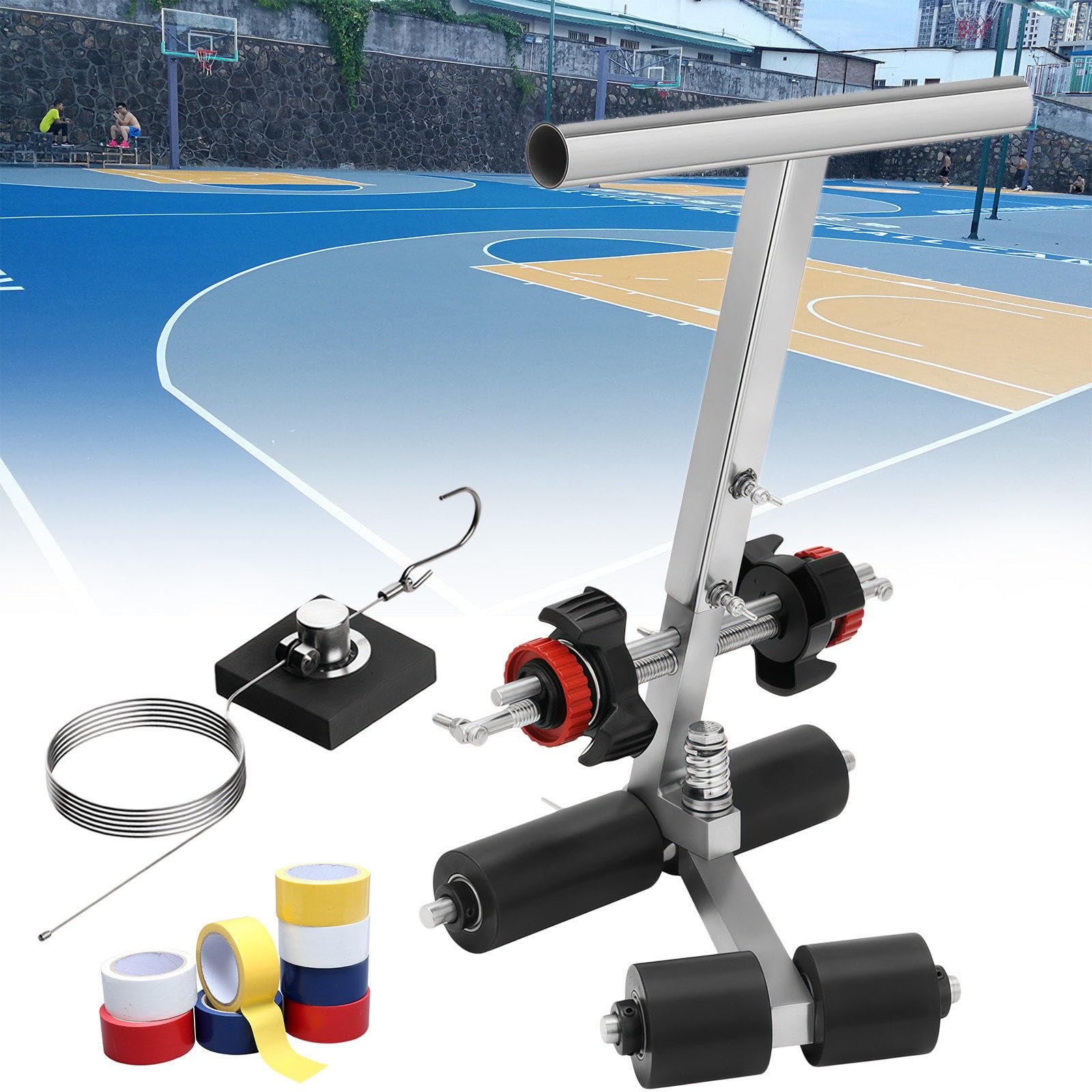 asdchZen Professional Line Striping Machine With Circle Drawing Kit And Floor Tape Applicator For Parking Lots, Warehouses, Playgrounds, And Road Markings, Adjustable Height
