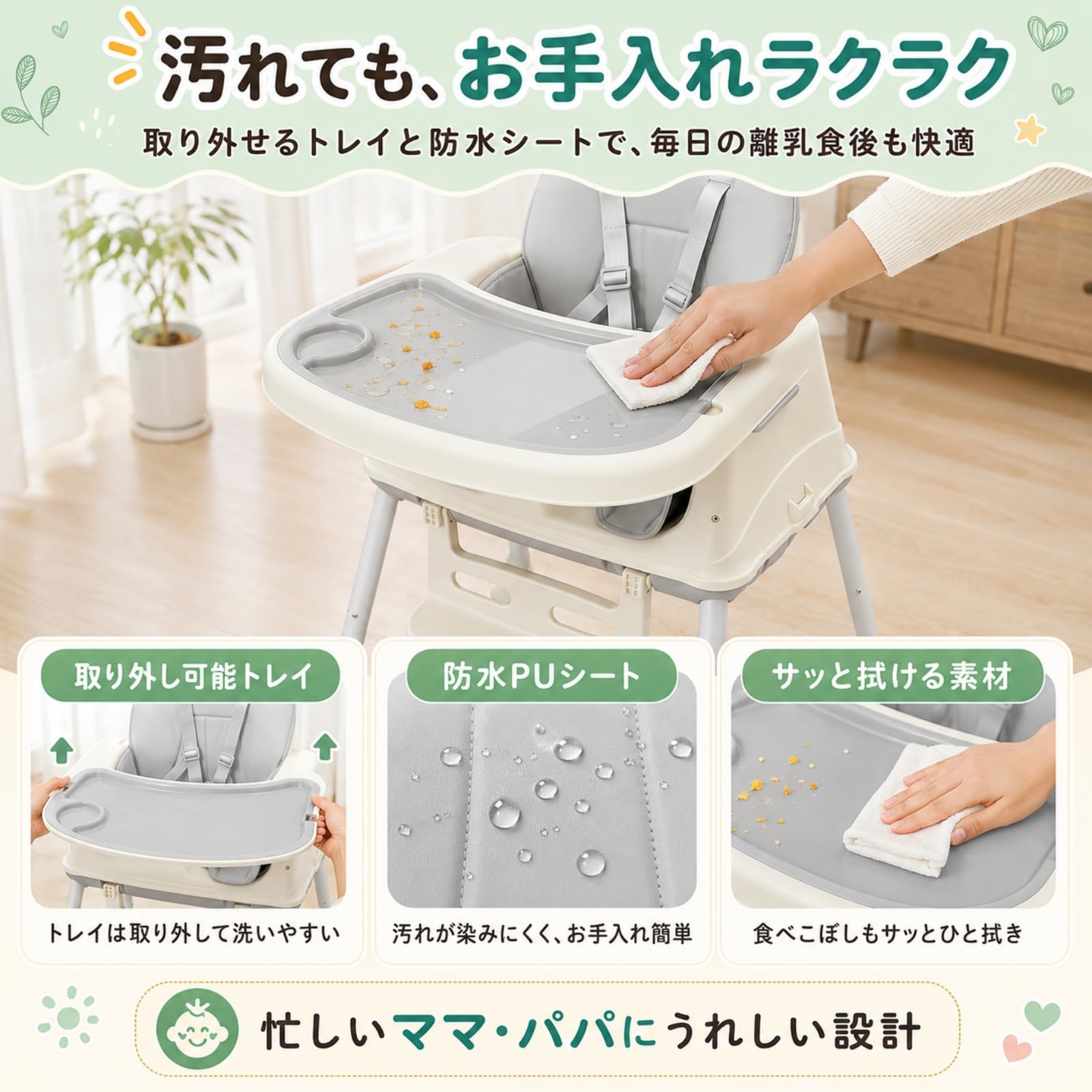 Amazon | ベビーチェア 6 種類多機能変換 ベビーハイチェア 360 度回転