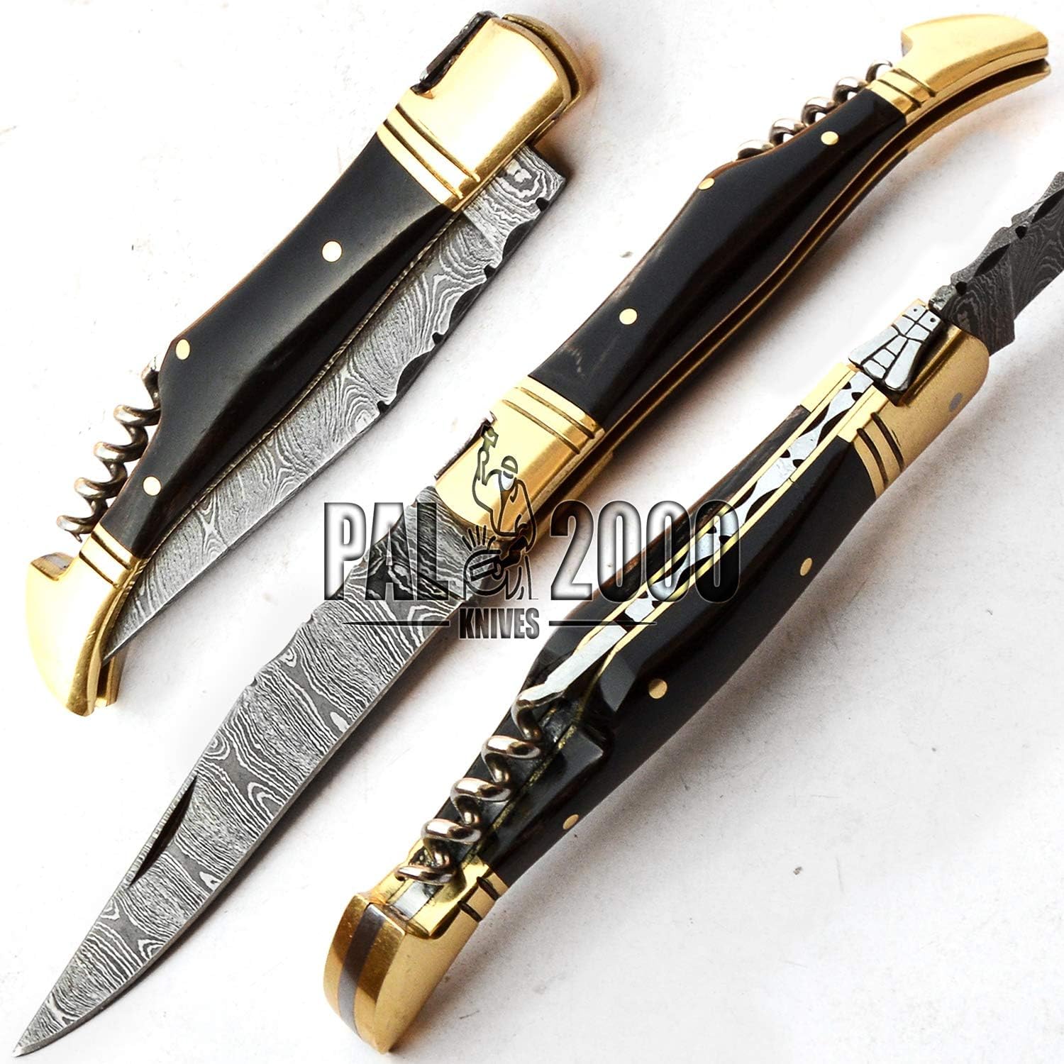 PAL 2000 KNIVES Coltello pieghevole - Coltello tascabile fatto a mano in acciaio di Damasco KNI-9800