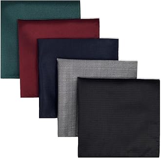 SHLAX&WING Assorted 5 Pieces Mens Silk Pocket Squares Handkerchiefs Set Lot