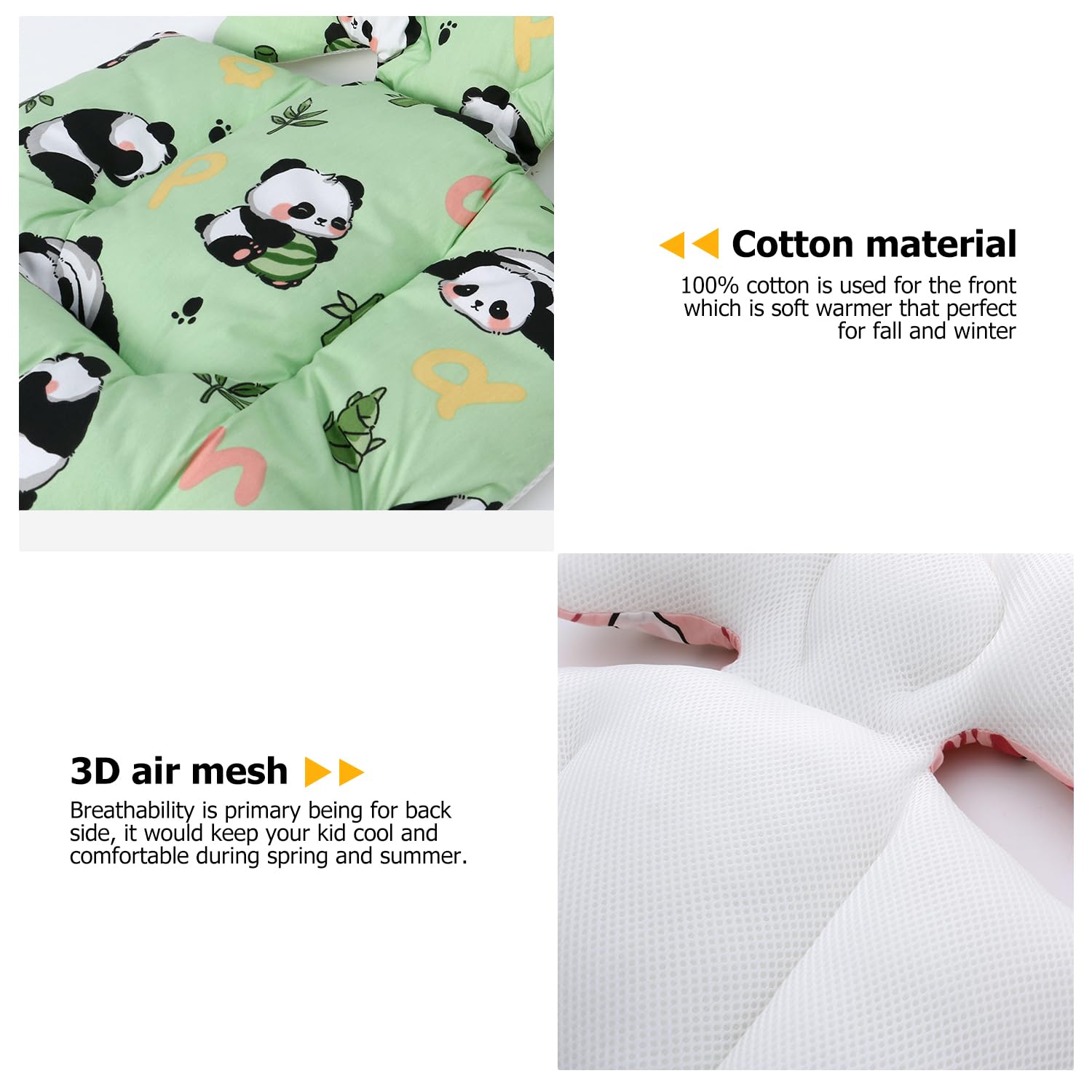Baby Pushchair Seat Liners Pram Liner Universal Pushchair Liner Thick Baby Stroller Liner Pad Seat Cover Seat Cushion Pad Stroller Pram Pushchair for Toddler Infant (Panda) - Image 3