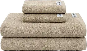 Decolab Jogo de Toalhas Air Light 100% Algodão (Bege, 4 Peças) Toque Suave, Gramatura de 420g/m², Toalha de Banho138 x 68cm / Toalha de Rosto 65 x 45cm
