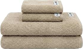 Decolab Jogo de Toalhas Air Light 100% Algodão (Bege, 4 Peças) Toque Suave, Gramatura de 420g/m², Toalha de Banho138 x 68cm / Toalha de Rosto 65 x 45cm