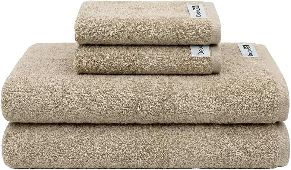Decolab Jogo de Toalhas Air Light 100% Algodão (Marrom e Bege, 4 Peças)
