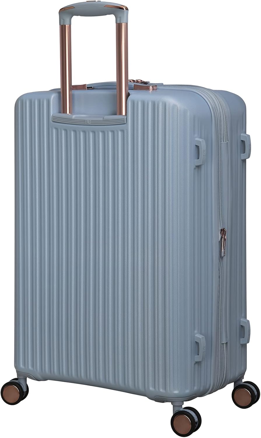 review it luggage Luxuriant 3 Piece Hardside 8 Wheel Expandable Spinner Set, Blue Fog, 3 Pc