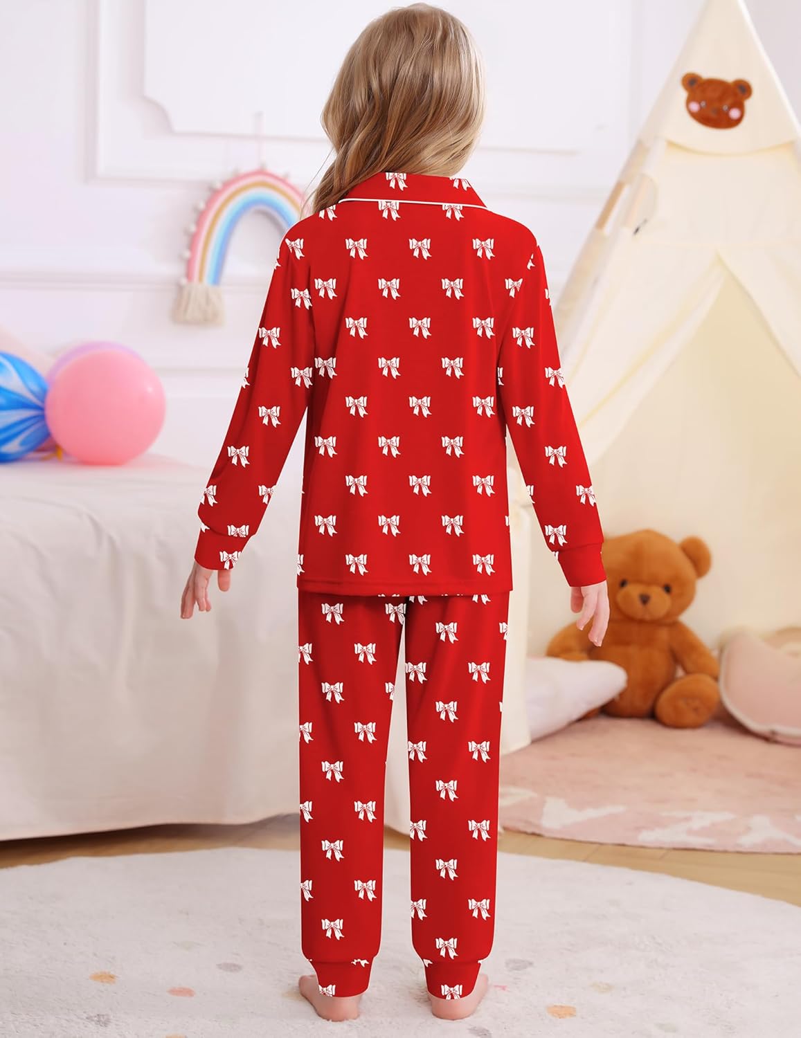 SWOMOG Girls Pajamas Set Kids Button Down Cute Print Pjs Sets Pant 2 Piece Soft Long Sleeve Sleepwear Loungewear - Image 4