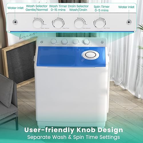 Miniatura 3 de Auertech Lavadora portátil de 40 libras, lavadora portátil grande para apartamentos con lavadora de 24 libras y giratoria de 16 libras, lavadora de