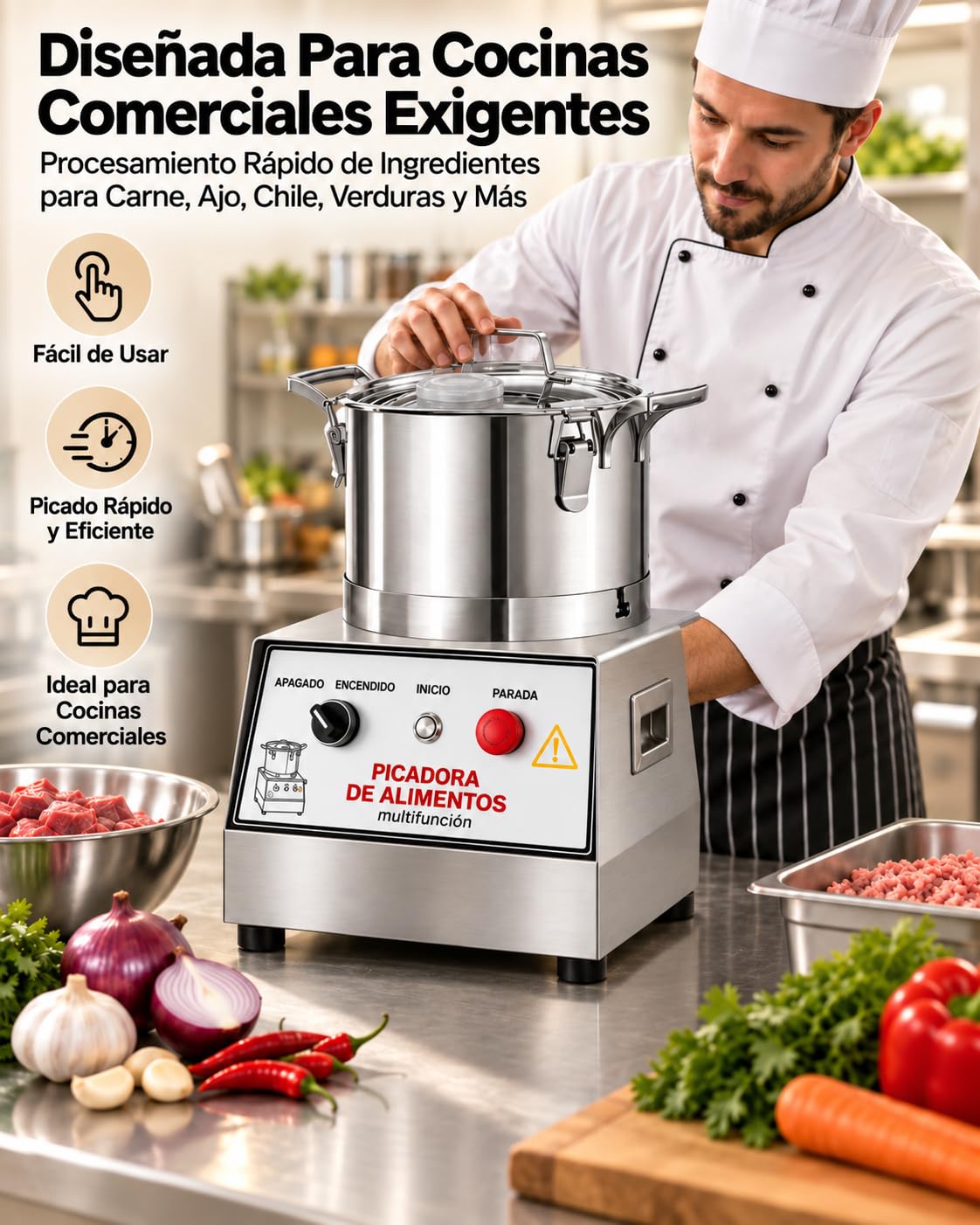 Picadora Eléctrica De Carne Y Verduras, Procesador Comercial 5L 7L