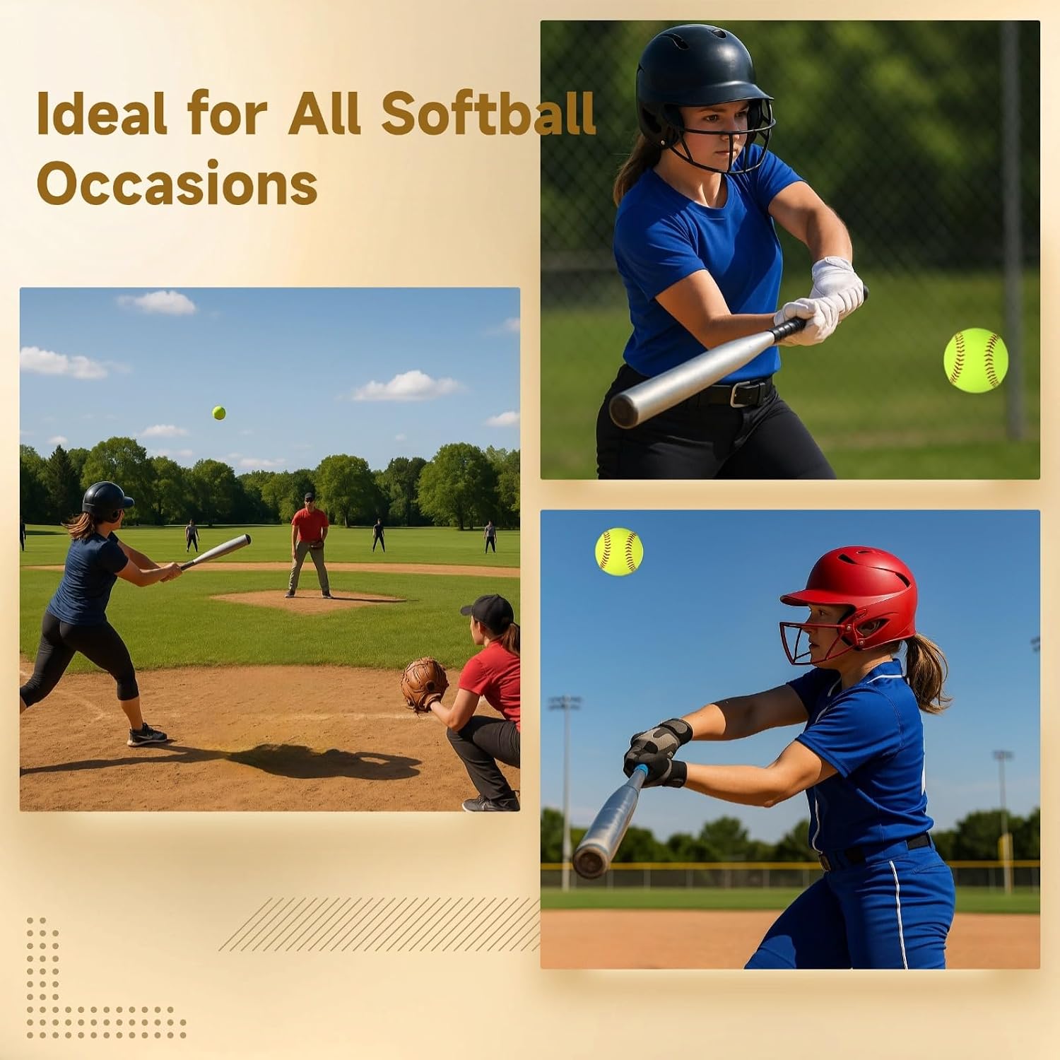 12 Pack Softballs 12 Inch, Softball Practice Balls, Soft Cork Core, Fluorescent Yellow PVC Official Size & Weight Slowpitch Softballs for Training, Games, Practice