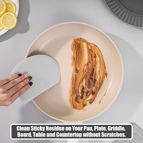 Miniatura 6 de Sapid Raspador de silicona flexible con borde curvado (5.98 x 4.3 pulgadas), raspador de masa de grado alimenticio para hornear pan de masa madre,