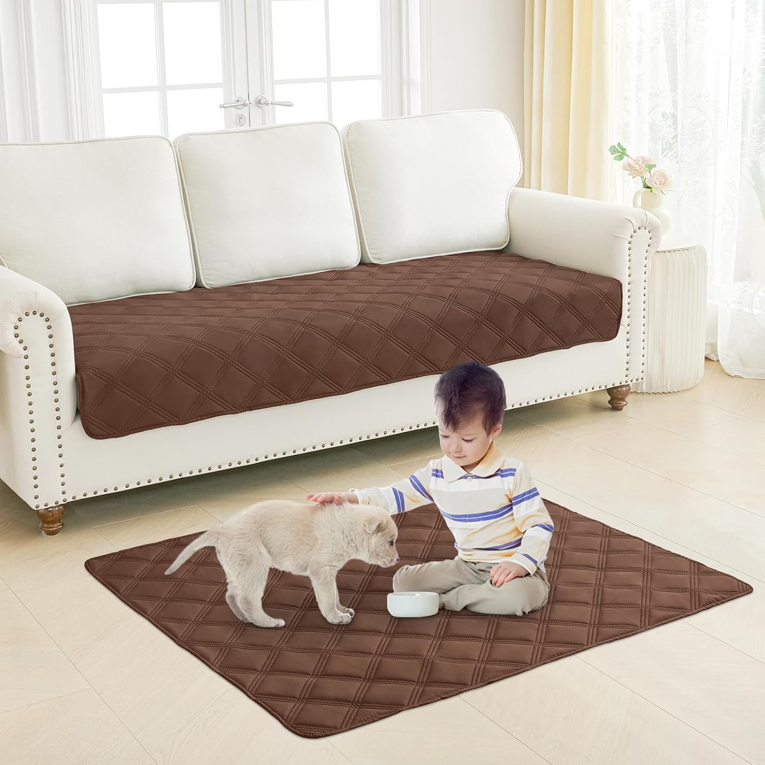 Smiry Waterproof Dog Bed Cover Blanket 30x70, Soft Reversible Pet Blanket, Washable Leakproof Cats Dogs Couch Cover for Sofa, Couch, Furniture, Brown/Chocolate - Image 7