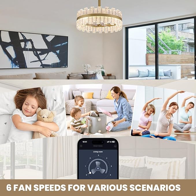 Ventilador de Techo 20'' con Luz LED, Control Remoto y 6 Vel miniatura 7