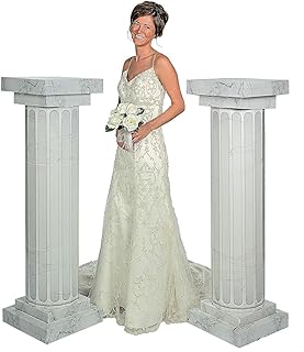 Cardboard Marble-Look Fluted Pillars 4.5' Tall - Large Photo Prop, Not Load Bearing - Wedding, Prom, Formal Dances - 3D Stand Ups - VBS Vacation Bible School Supplies/Decor - 2 Pieces - Buy now