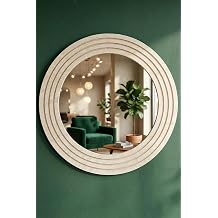 Antik Ah ap Traverten Dekoratif Ayna Banyo Lavabo Aynas  Yuvarlak Ayna Duvar Aynas  55x69