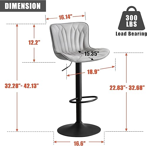 Miniatura 48 de YOUNUOKE Taburetes de bar de altura de mostrador para isla de cocina de 24 pulgadas, de metal, negro, juego de 2 taburetes giratorios ajustables con