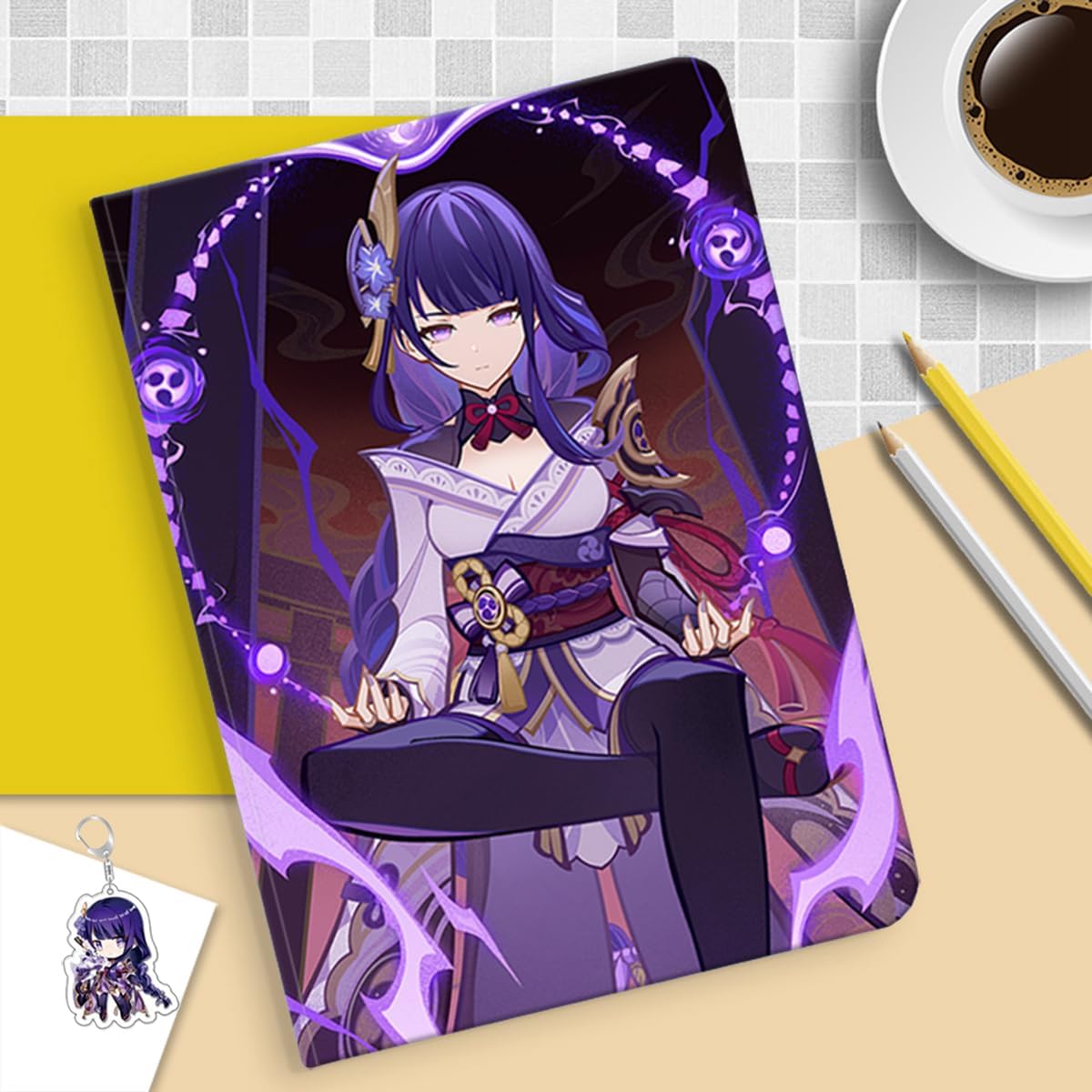 Anime Tablet Case Compatible with iPad 7/8/9/10/Pro/Mini/Air with Pencil Holder, 5-Star Characters Series (Raiden Shogun,iPad 10th (10.9"))