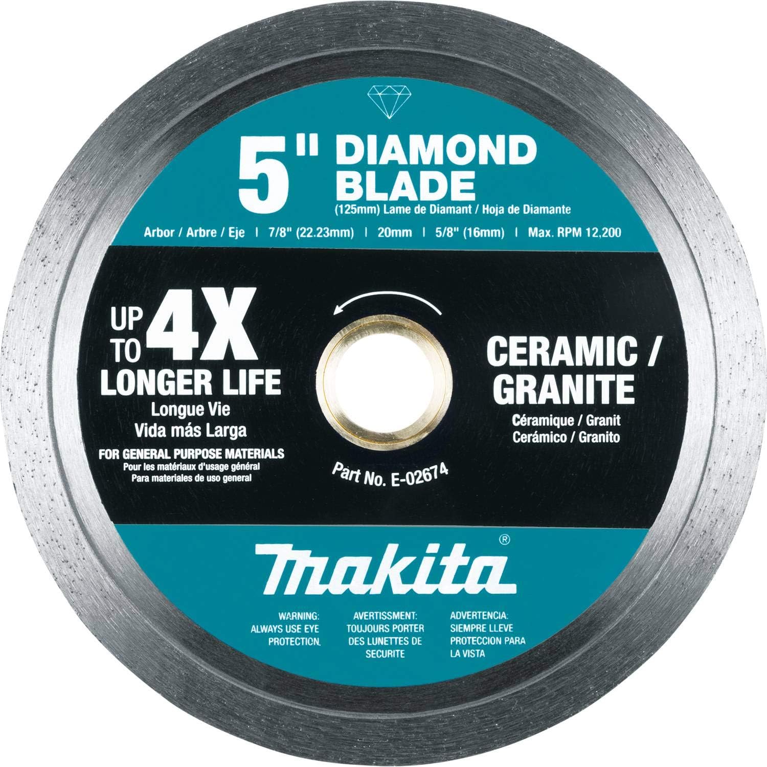 Makita E-02674 5" Diamond Blade, Continuous Rim, General Purpose